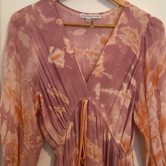 Young Fabulous & Broke Maxi Meadow Dress in Peach Bamboo Wash - Picture 6 of 8